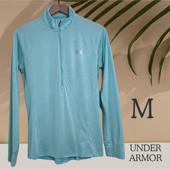 Tops - Under Armour Women's Loose ½ ZipHeatGear Light Blue Top - Medium
